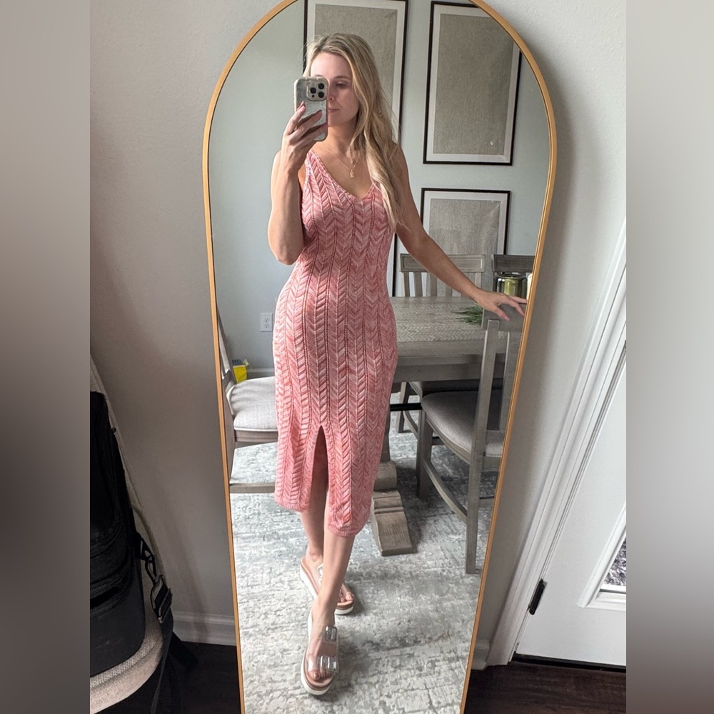 Summer Vacation Orange Chevron Crochet MIDI Dress - Picture 9 of 14